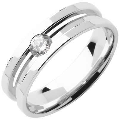 Bague contemporaine en or blanc et Diamant