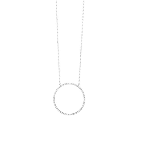 Collier or blanc cercle diamants