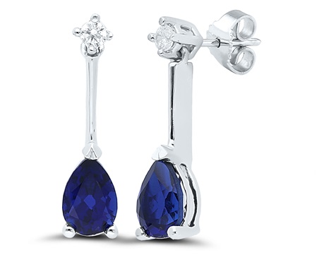 Boucles d'oreilles or blanc Saphirs et Diamants