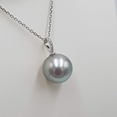 Pendentif or blanc Perle de Tahiti