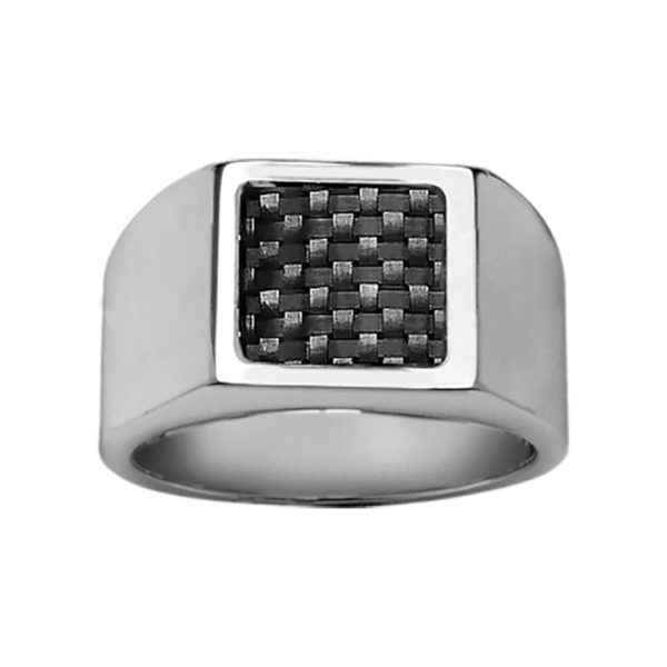 Chevalière acier et carbone