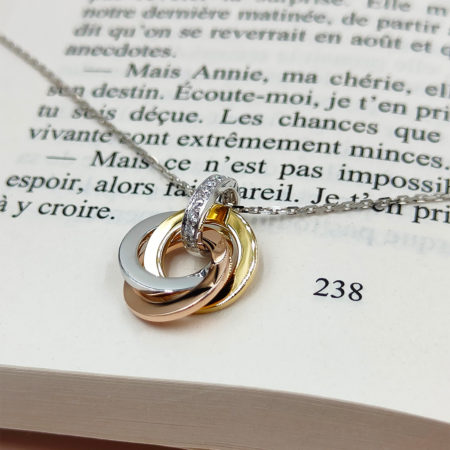 Pendentif 3 anneaux diamants