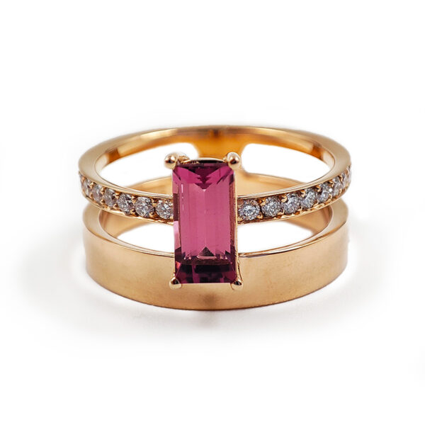 Bague or rose et Tourmaline