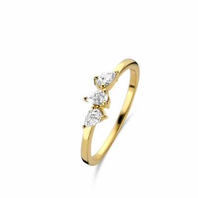 Bague3 Diamants Poire sur Or Jaune