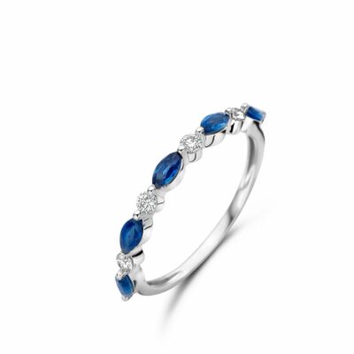 Alliance Saphir Navette et Diamants