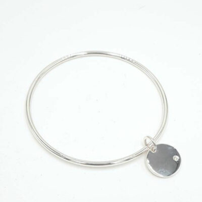 Bracelet Jonc Argent Fil Rond Pampille