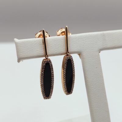 Boucles d'oreilles Onyx et Diamants