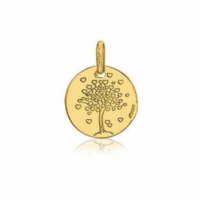 Médaille Or Jaune Arbre De Vie Rond 16mm
