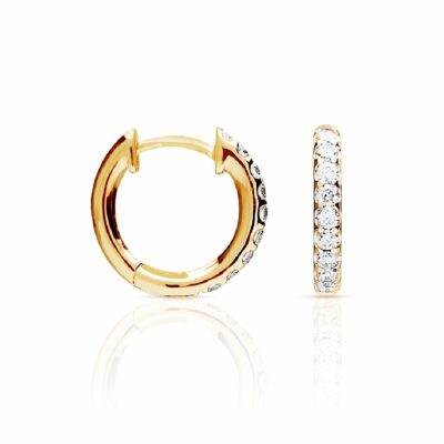 creoles en or jaune avec diamants serti griffes