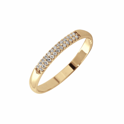 Alliance Or jaune et diamants - Mini pavage plume