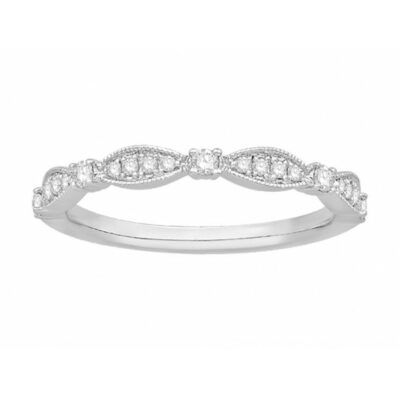 Alliance en or blanc 750 avec motifs marquise sertis de diamants