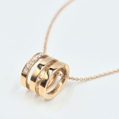 collier or rose diamants