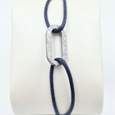 Bracelet homme Tantale sur cordon Finition Cristal