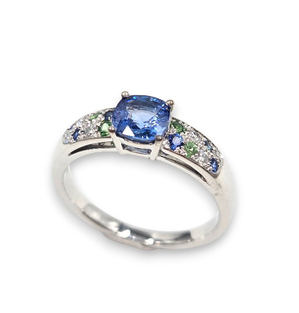creation mohedano bague saphir diamants tsavorite