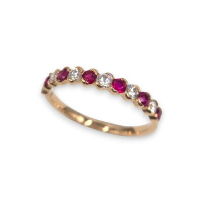 bague rubis et diamants sur or rose