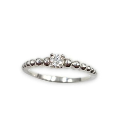 Solitaire Diamant 0,15 ct sur or blanc "Bulles"